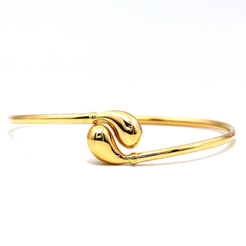 Real Gold Plain Twisted Teardrop Bangle (Size 17) 0260 BA1609