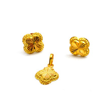 Real Gold Studs with Long Screw Tops Earring Set With Pendant SET1086