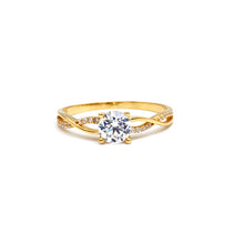 Real Gold Elegant Crossover Stone Ring 0237 (Size 6.5) R2777