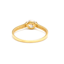 Real Gold Elegant Solitaire Line Stone Ring 0335 (Size 8.5) R2791