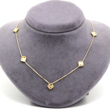 Real Gold GZVC 5 Clover Glittering Beads Adjustable Size Choker Necklace - Style 0476-5, Design N1383