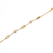 Real Gold 2 Pearl with Paper Clip Bracelet 1637 (19 C.M) BR1847