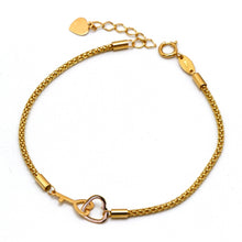 Real Gold Heart Key Twisted Belt Design Adjustable Bracelet (17 cm) - Model 4303 BR1678