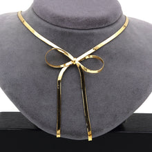 Real Gold Snake Chain Bow Design Necklace (40 C.M) 0041 N1542