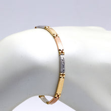 Real Gold 3-Color Maze Hoop Bracelet with Belt Chain Design (21 cm) - Model 1273 BR1684