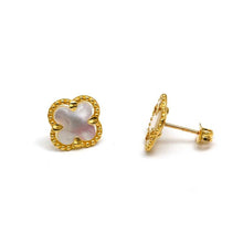 Real Gold Pearl Flat Stud Earring Set - Model GZJVN0695-MOP E1916