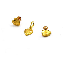 Real Gold Heart Studs with Long Screw Tops Earring Set With Pendant SET1080