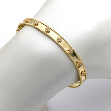 Real Gold GZVC Elegant Clover Stone Bangle 0381 - (SIZE 15) BA1498