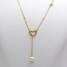 Real Gold 3D Heart with Pearl Adjustable Size Necklace (45 cm) 2488 N1508