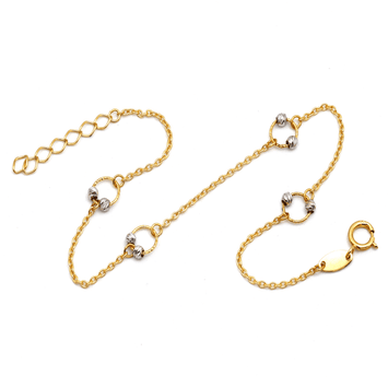 Real Gold 2 Color Ball Ring Adjustable Size Bracelet (19 C.M) 3130 BR1650