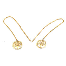 Real Gold Round Tree Hanging Earring Set - Model 9505 E1855