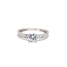 Real White Gold Luxury Covered Solitaire Stone Ring 0232-W-FCZ (Size 5) R2455