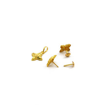 Real Gold GZLV Studs with Long Screw Tops Earring Set With Pendant SET1077