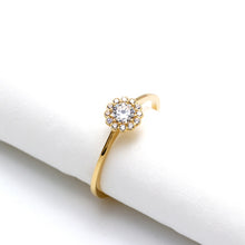 خاتم حجري من الذهب الحقيقي على شكل زهرة 1350 (مقاس 7) R2712