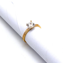 Real Gold 2 Color Luxury Solitaire Stone Ring 0233-Y (Size 5.5) R2466