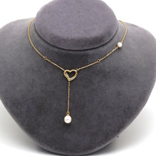 Real Gold 3D Heart with Pearl Adjustable Size Necklace (45 cm) 2488 N1508