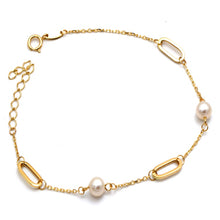 Real Gold 2 Pearl with Paper Clip Bracelet 1637 (19 C.M) BR1847