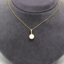 Real Gold Natural Pearl with 3 Stones Necklace 0419 CWP 2018
