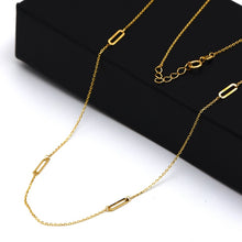 Real Gold 4 Paper Clip Adjustable Size Necklace 0357 N1404