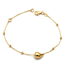 سوار ذهبي حقيقي على شكل دمعة واحدة مع بكرة مزخرفة بحجم قابل للتعديل (16+3 = 19 سم) 1676 BR1886