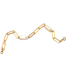 Real Gold Paper Clip Pearl Stone Bracelet (19 cm) - Model 0132 BR1698