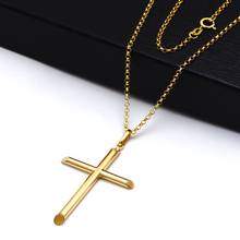 Real Gold 3D Plain Big Cross Sleek With Holo Rolo Chain 1211 CWP 1920