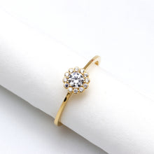 خاتم حجري من الذهب الحقيقي على شكل زهرة 1350 (مقاس 7) R2712