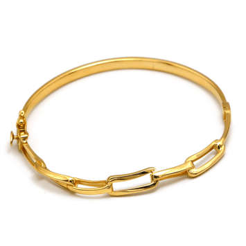 Real Gold Flat Twisted Paper Clip Link Bangle 3226 (Size 19) BA1443