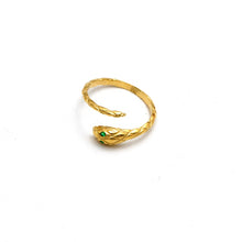 Real Gold Green Eye Serpent Snake Coil Ring 0080 (SIZE 7) R2808