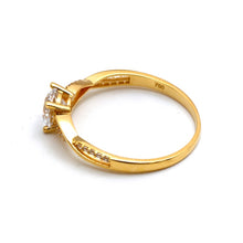 Real Gold Elegant Crossover Stone Ring 0237 (Size 6.5) R2777