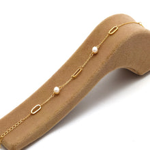 Real Gold 2 Pearl with Paper Clip Bracelet 1637 (19 C.M) BR1847