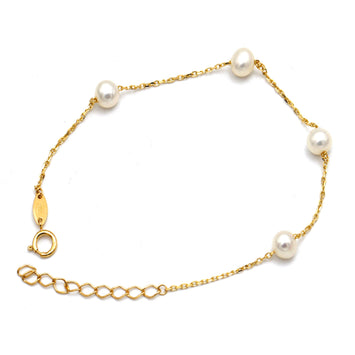 Real Gold 4 Pearl 5MM Bracelet 1525 (19 C.M) BR1853
