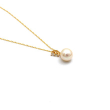 Real Gold Natural Pearl with 3 Stones Necklace 0419 CWP 2018