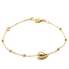 سوار ذهبي حقيقي على شكل دمعة واحدة مع بكرة مزخرفة بحجم قابل للتعديل (16+3 = 19 سم) 1676 BR1886