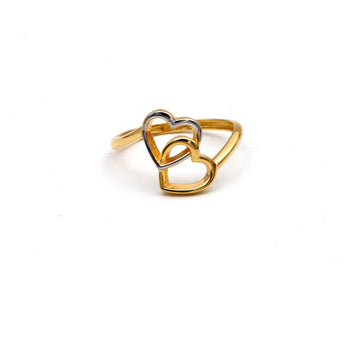 Real Gold 2 Color 2 Heart Ring 7802-YW (Size 5) R2844