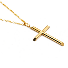 Real Gold 3D Plain Big Cross Sleek With Holo Rolo Chain 1211 CWP 1920