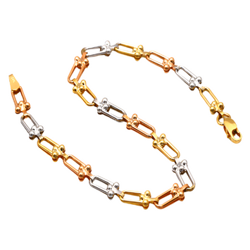 Real Gold GZTF 3 Color Hardware Solid Textured Chain Bracelet 4725-TC (19 C.M) BR1638