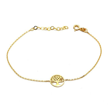 Real Gold Round Tree Design Adjustable Size Bracelet (19 C.M) - Model 0069 BR1703