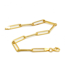 Real Gold Long Round Paper Clip Chain Bracelet Link Length 1.7 C.M 9482 (17 C.M) BR1585