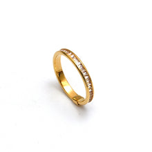 Real Gold Straight Line Linear Spark Stone Ring 0109 (Size 5.5) R2718