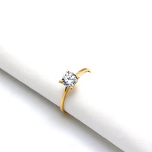 خاتم حجري دائري كلاسيكي من الذهب الحقيقي 0254 (مقاس 5) R2730