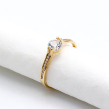 Real Gold Elegant Solitaire Line Stone Ring 0335 (Size 8.5) R2791