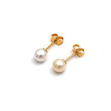 Real Gold Pearl Stud Earrings Set - Model 0451 E1955