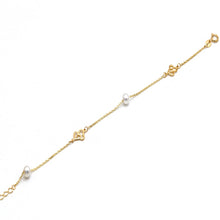 Real Gold 2 Pearl with 2 Heart Bracelet 2059 (19 C.M) BR1848