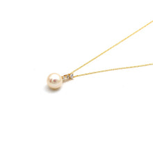 Real Gold Natural Pearl with 3 Stones Necklace 0419 CWP 2018