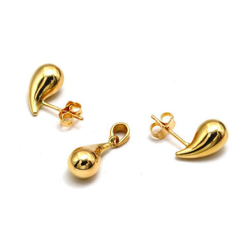 Real Gold 3D Oval Teardrop Water Drop Earring Set 9138 with Pendant 5084 - SET1069