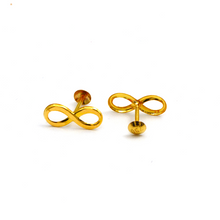 Real Gold Infinity Studs with Long Screw Tops Perfect for Ear and Nose Piercings E1896