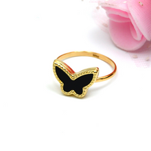 Real Gold GZVC Butterfly Black Ring 0115-1YZ (SIZE 7.5) R2370