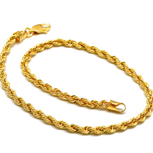 Real Gold Solid Thick Rope Chain Bracelet 4 MM 2603 (17 C.M) BR1574