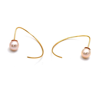 Real Gold Hook Pearl Earrings Set - Model 0955 E1954